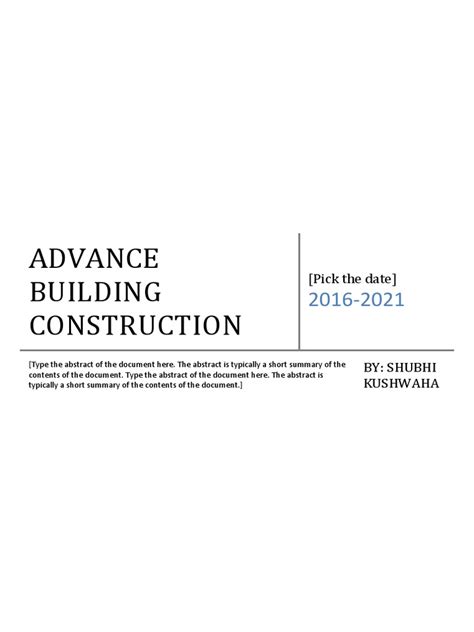 Advance Building Construction Report
